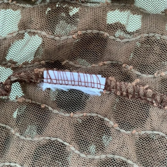 Vine Street Y2K Brown Textured Honeycomb Semi-Sheer Mesh Zip Front Hoodie Medium - Picture 9 of 9